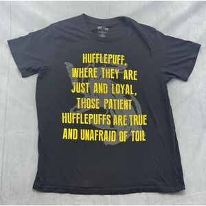 Harry Potter Hufflepuff House Loyal Just Unafraid of Toil TShirt Black XL